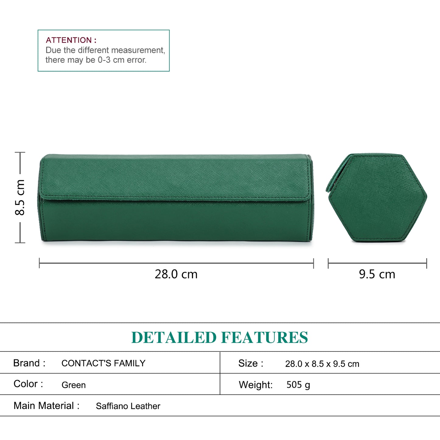 CONTACTS FAMILY Saffiano Leather Hexagon 2/3/4 Slots Watch Cases