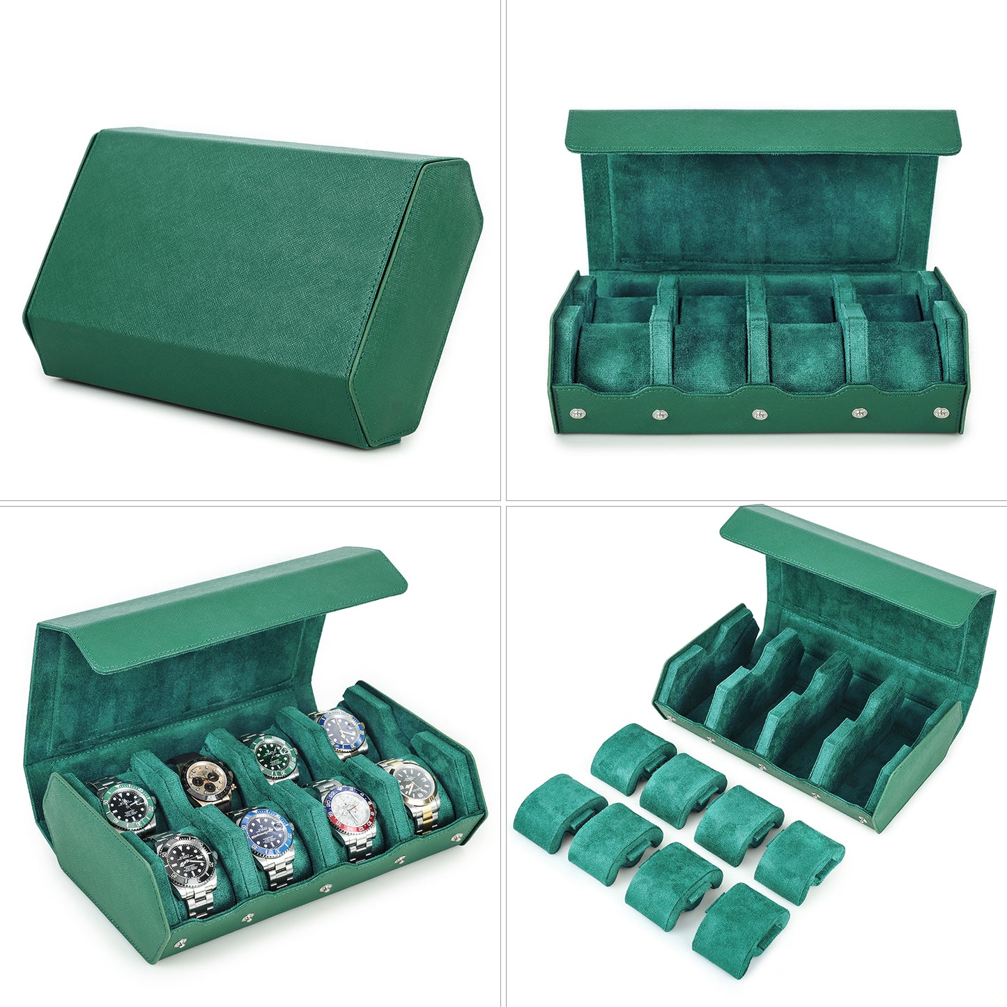 CONTACTS FAMILY Genuine Leather Watch Cases for Rolex 6/8 Slots Men Watch Box Jewelry Collection Storage Women Watches Saffiano Leather Watch Bags