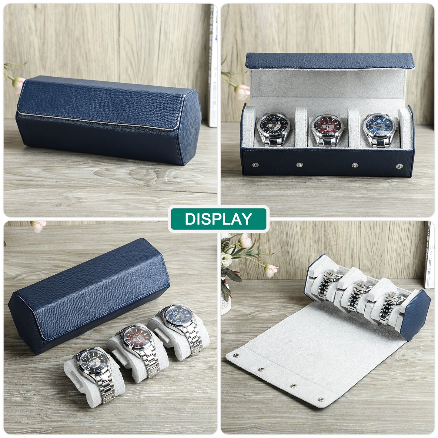 CONTACTS FAMILY Saffiano Leather Hexagon 2/3/4 Slots Watch Cases