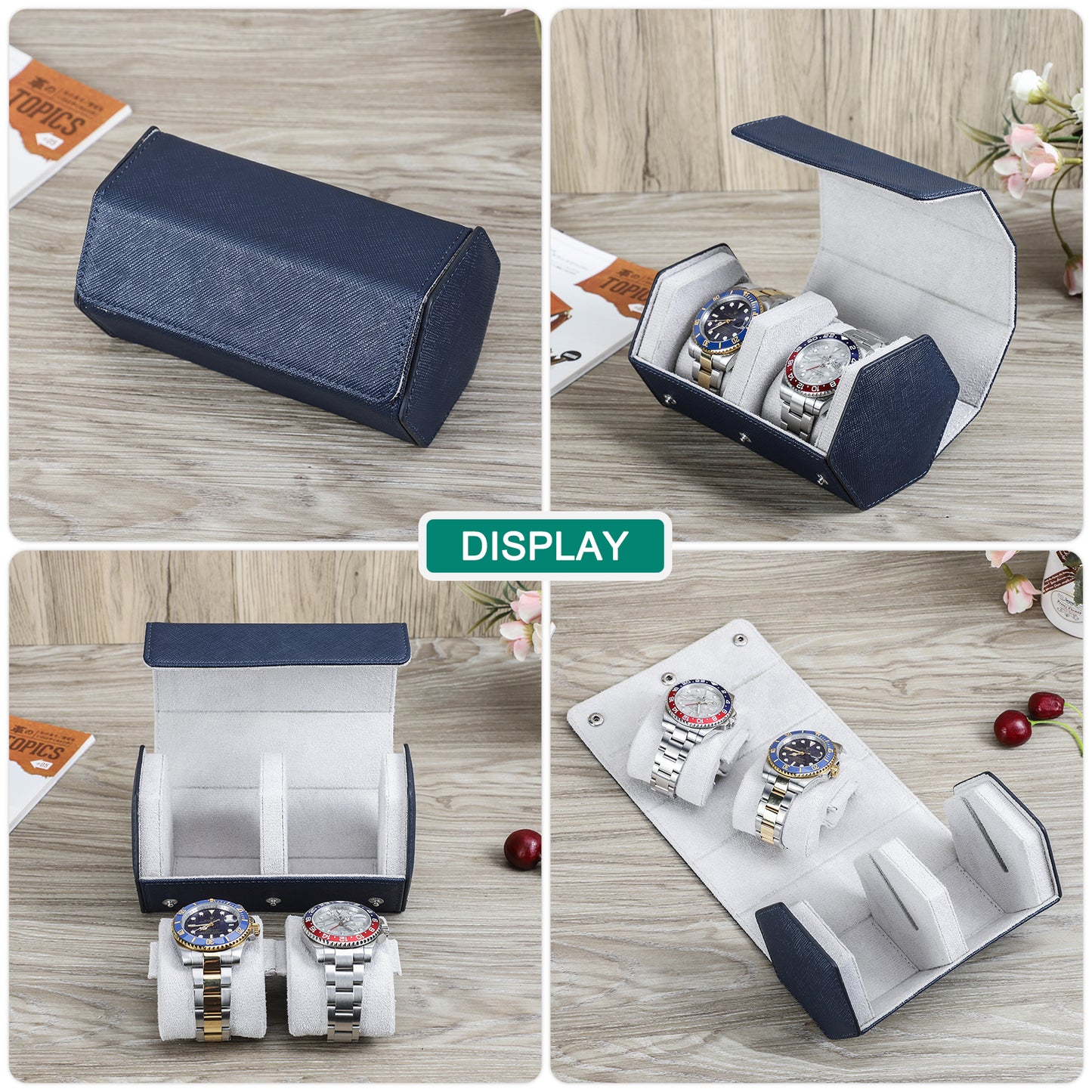CONTACTS FAMILY Saffiano Leather Hexagon 2/3/4 Slots Watch Cases
