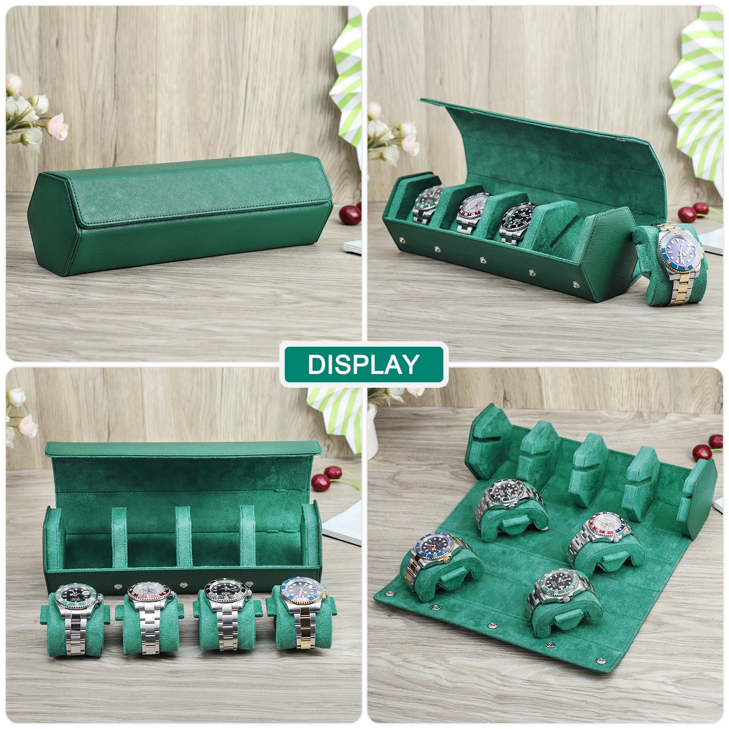 CONTACTS FAMILY Saffiano Leather Hexagon 2/3/4 Slots Watch Cases