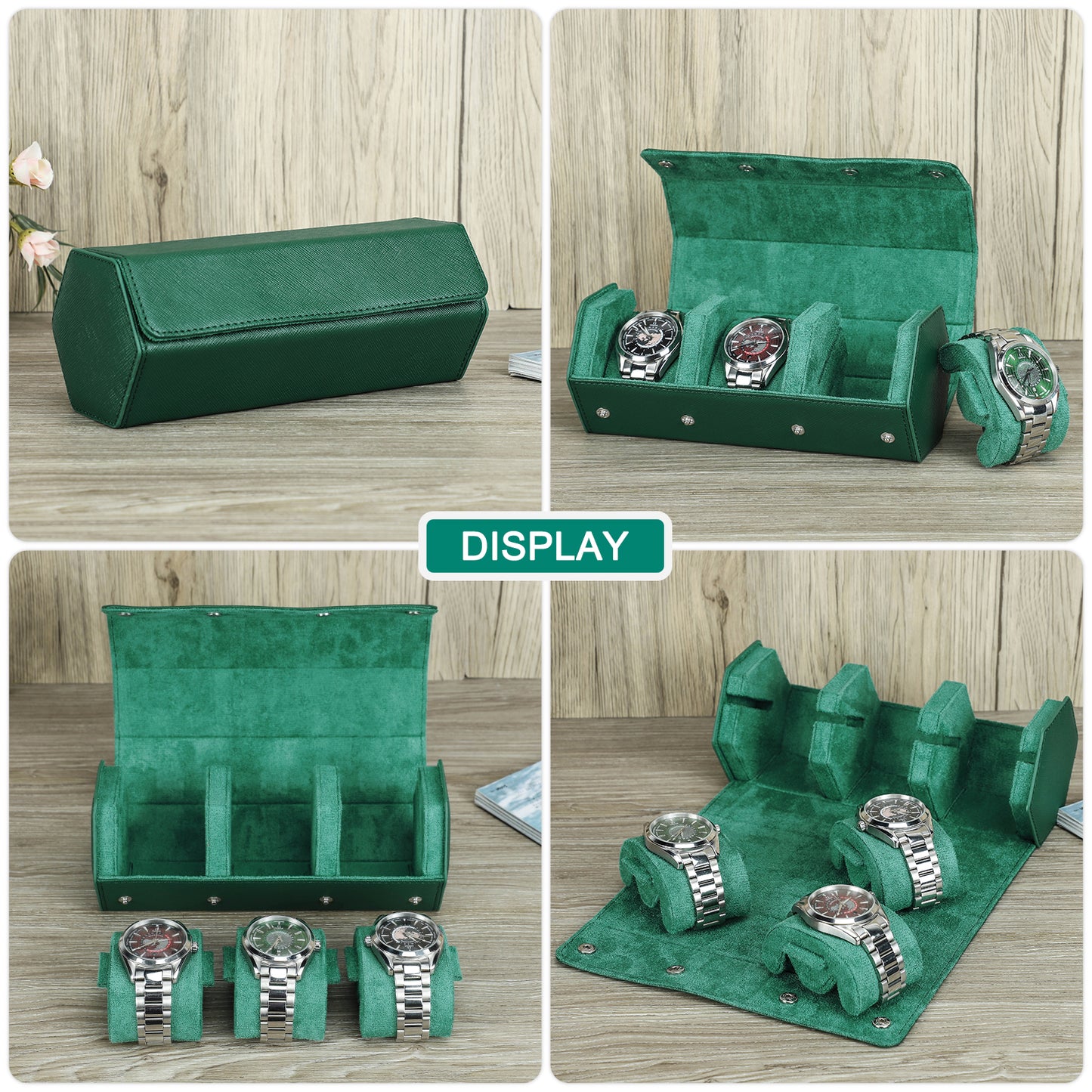 CONTACTS FAMILY Saffiano Leather Hexagon 2/3/4 Slots Watch Cases