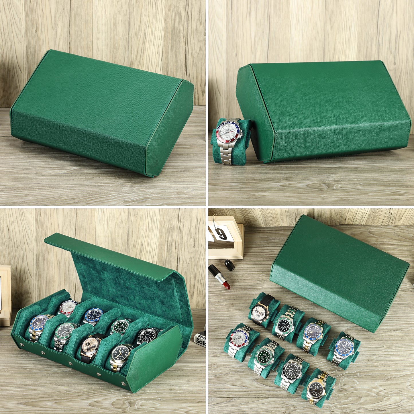 CONTACTS FAMILY Genuine Leather Watch Cases for Rolex 6/8 Slots Men Watch Box Jewelry Collection Storage Women Watches Saffiano Leather Watch Bags