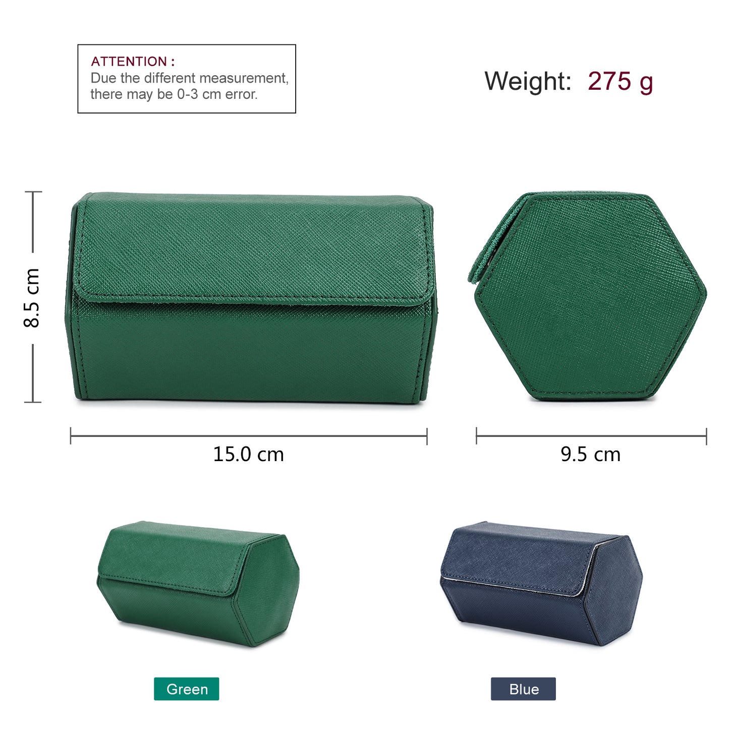 CONTACTS FAMILY Saffiano Leather Hexagon 2/3/4 Slots Watch Cases