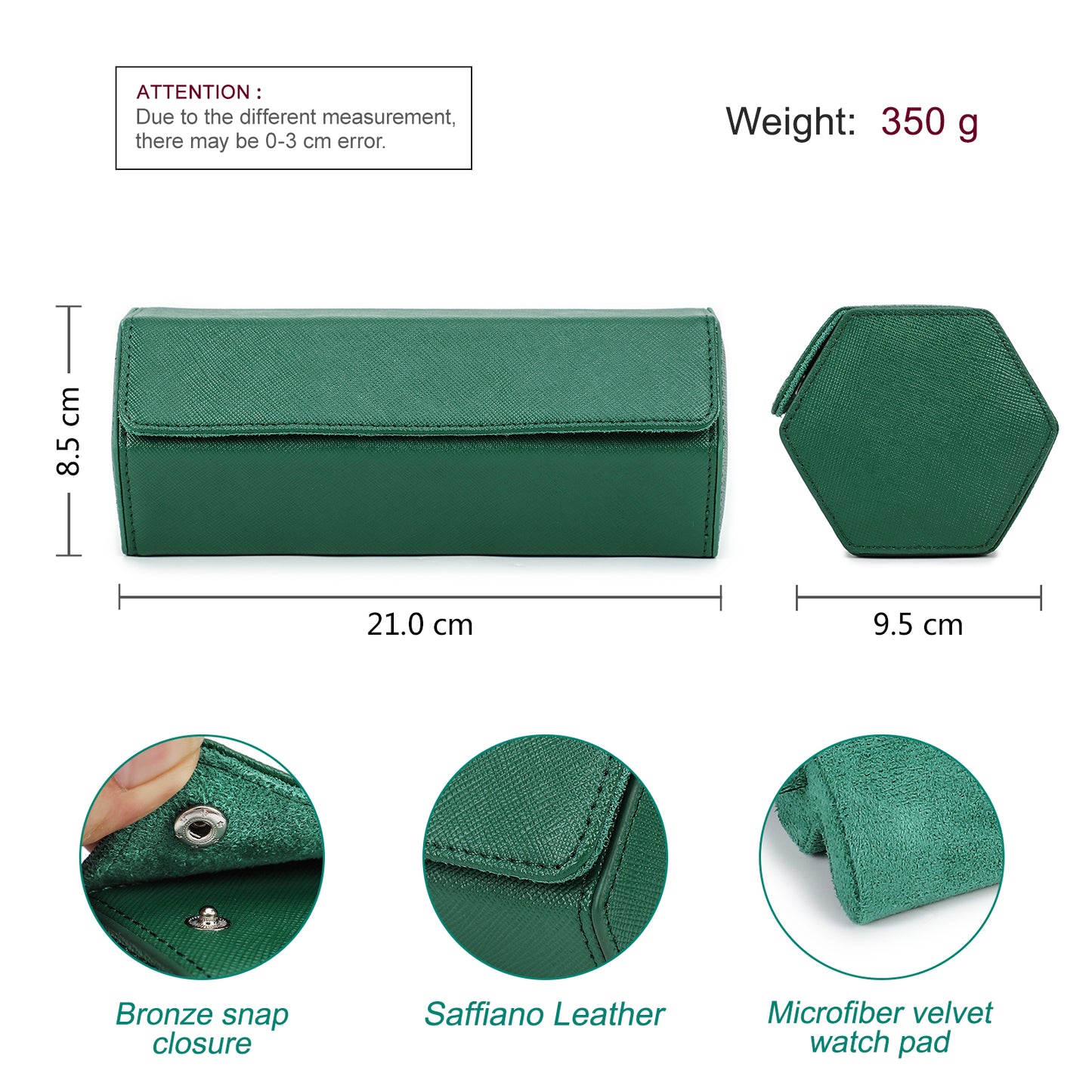 CONTACTS FAMILY Saffiano Leather Hexagon 2/3/4 Slots Watch Cases