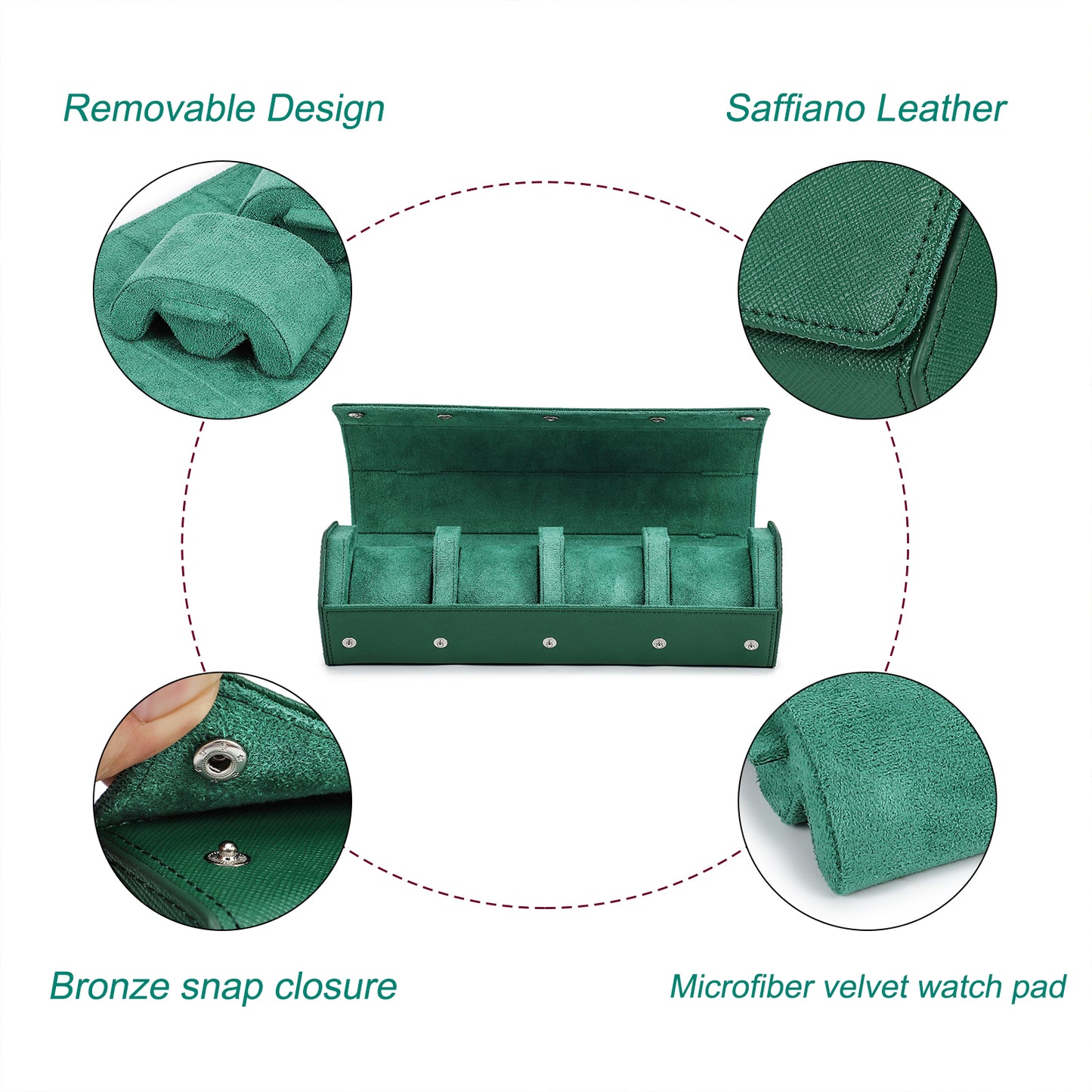 CONTACTS FAMILY Saffiano Leather Hexagon 2/3/4 Slots Watch Cases