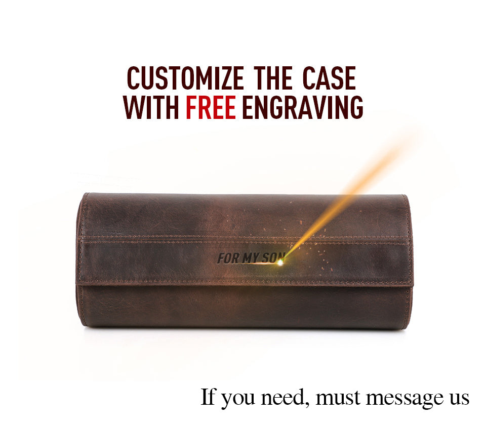 CONTACTS FAMILY Genuine Leather Watch Case Men Watch Roll Box Storage Jewelry Organizer Women Watches for Rolex Watches