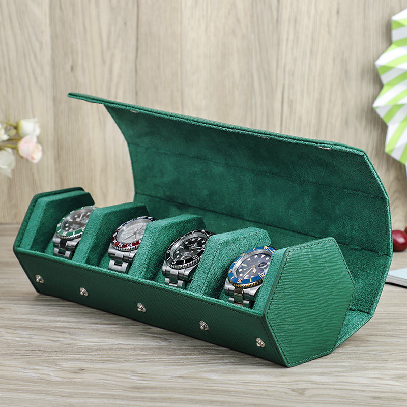 CONTACTS FAMILY Saffiano Leather Hexagon 2/3/4 Slots Watch Cases