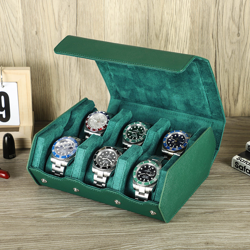 CONTACTS FAMILY Genuine Leather Watch Cases for Rolex 6/8 Slots Men Watch Box Jewelry Collection Storage Women Watches Saffiano Leather Watch Bags