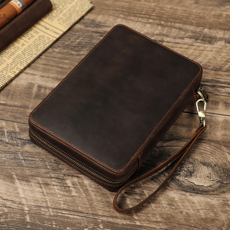 CONTACTS FAMILY Genuine Leather 12 Slots Watch Bands Storage Case