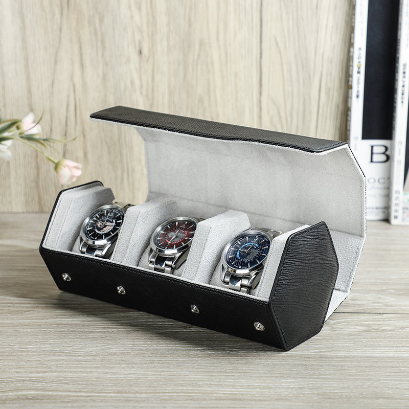CONTACTS FAMILY Saffiano Leather Hexagon 2/3/4 Slots Watch Cases