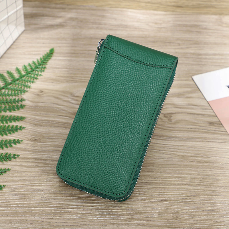 CONTACTS FAMILY Handmade Genuine Leather Watch Case for Rolex Saffiano leather Single Watch Storage Zipper Travel Women Watch Box Men Watch Pouch