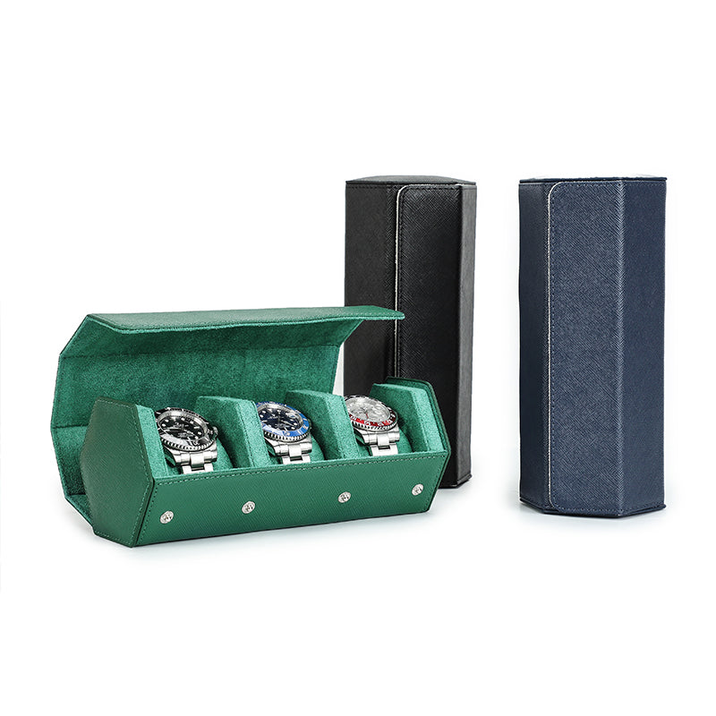 CONTACTS FAMILY Saffiano Leather Hexagon 2/3/4 Slots Watch Cases