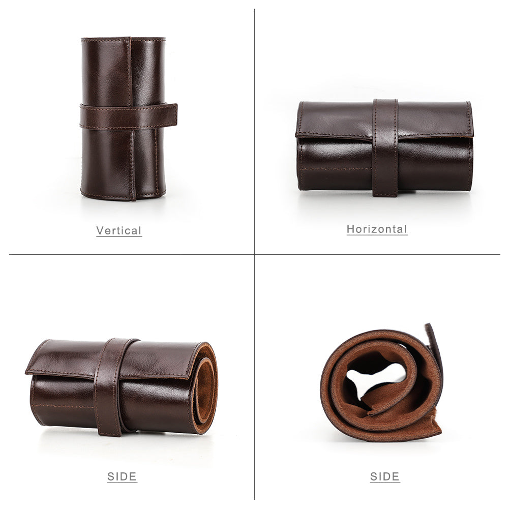 Wax Leather 6 Slot Watch Roll Pouch-CF1128