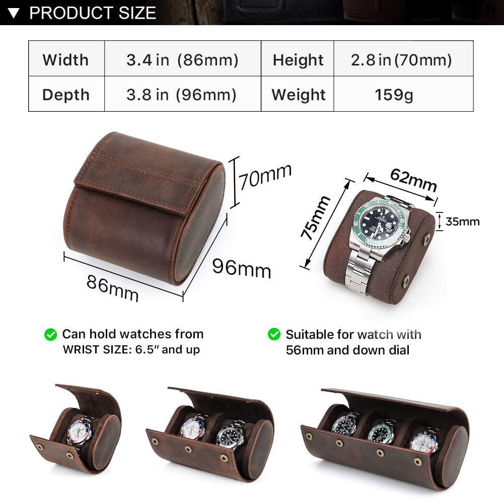 CONTACTS FAMILY Genuine Leather Watch Case Men Watch Roll Box Storage Jewelry Organizer Women Watches for Rolex Watches