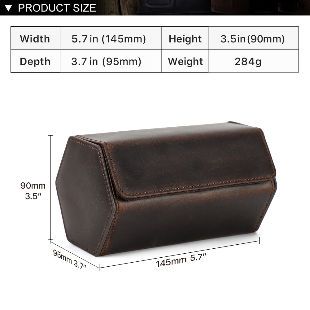CONTACTS FAMILY Genuine Leather Hexagon 1/2/3/4 Slots Watch Roll Case