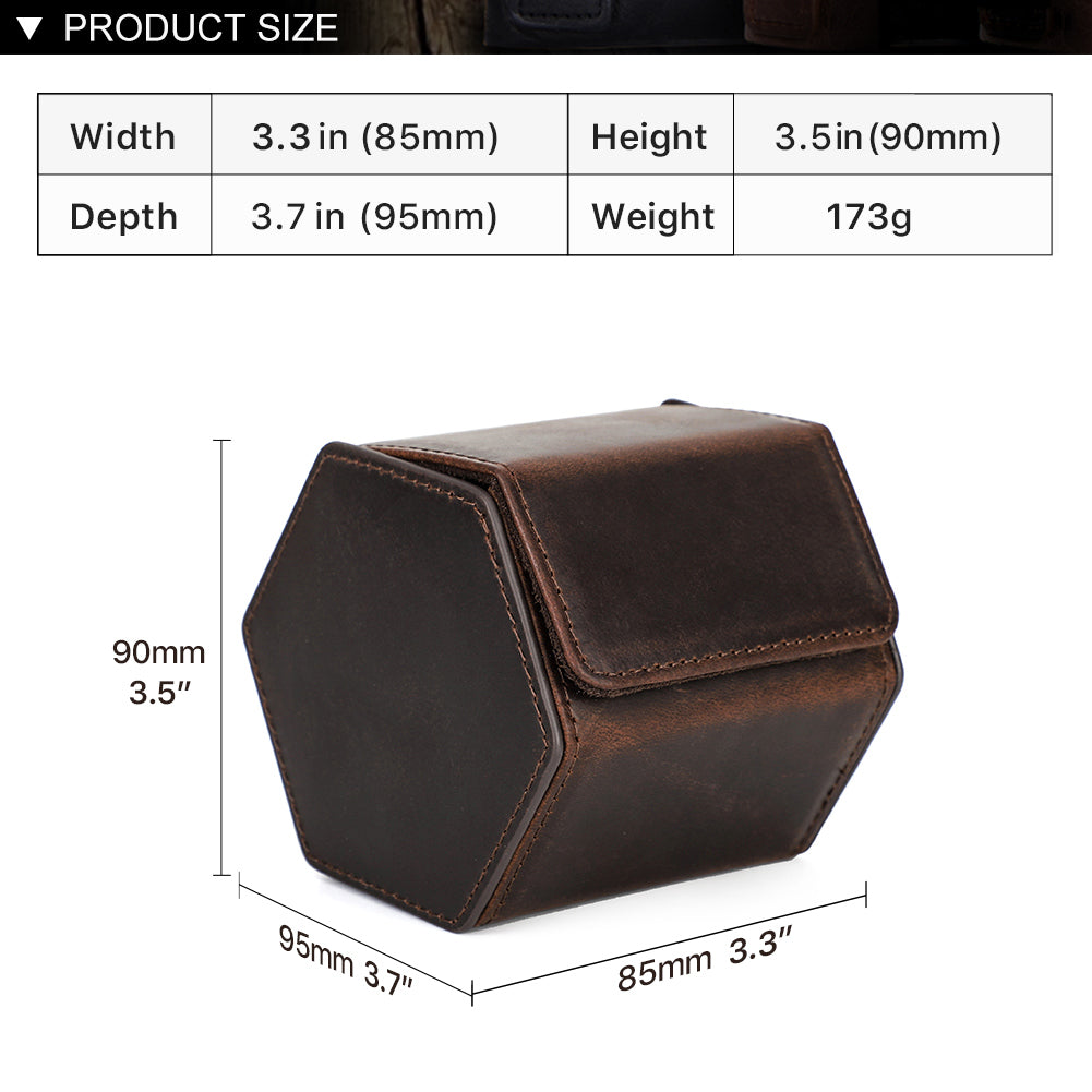 CONTACTS FAMILY Genuine Leather Hexagon 1/2/3/4 Slots Watch Roll Case