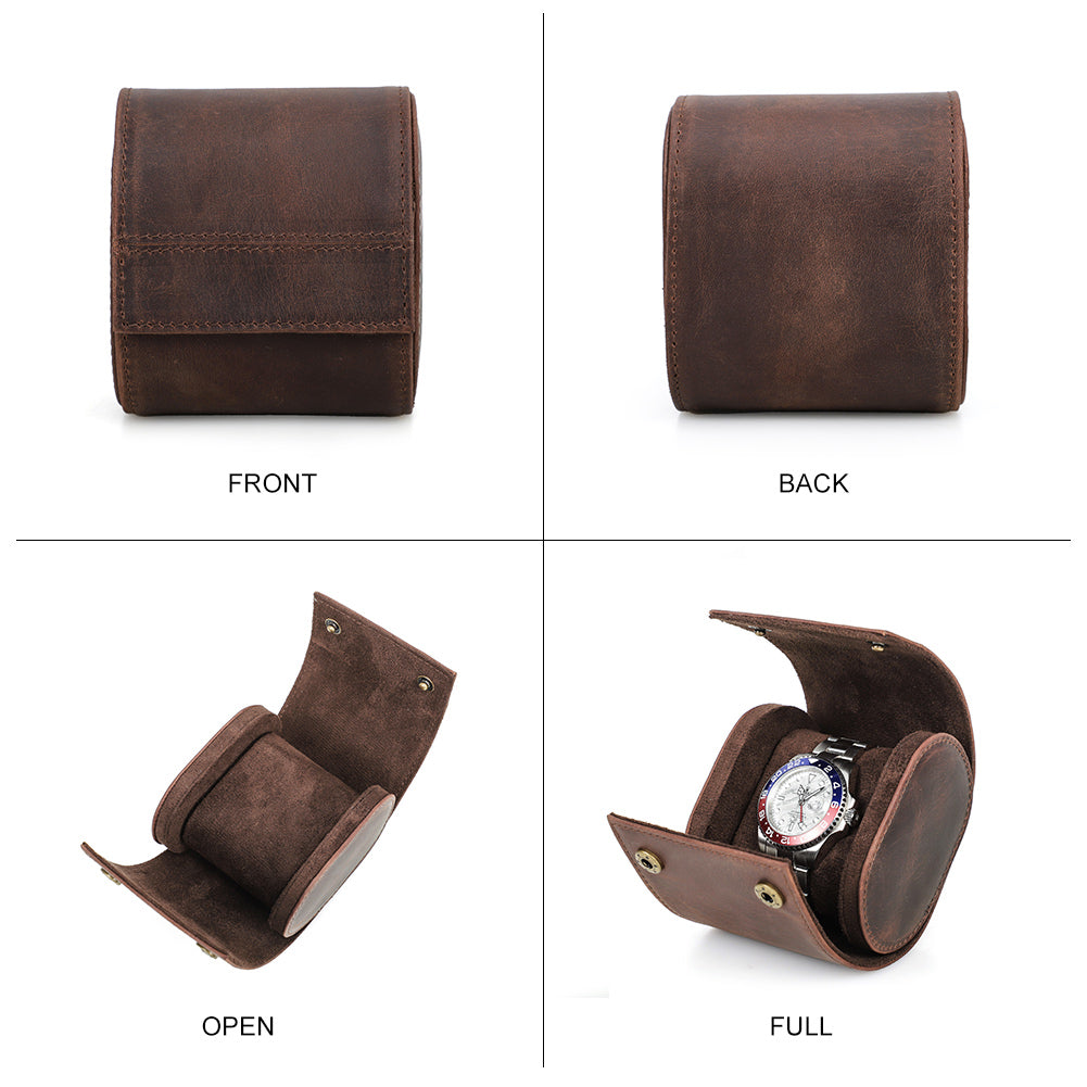 CONTACTS FAMILY Genuine Leather Watch Case Men Watch Roll Box Storage Jewelry Organizer Women Watches for Rolex Watches