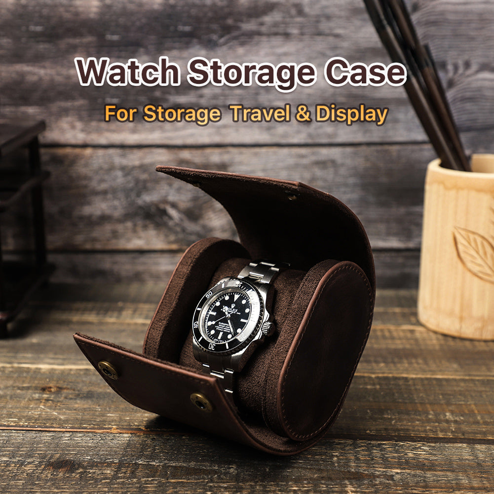 CONTACTS FAMILY Genuine Leather Watch Case Men Watch Roll Box Storage Jewelry Organizer Women Watches for Rolex Watches