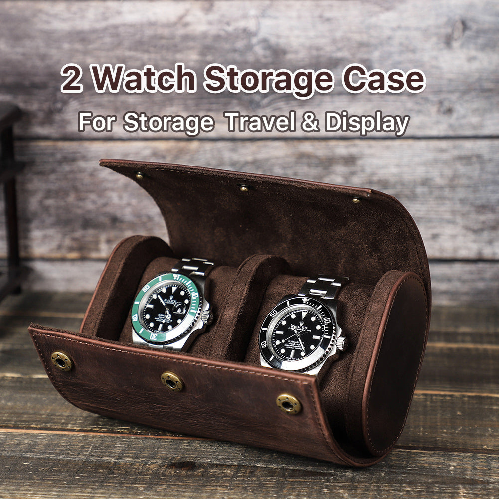 CONTACTS FAMILY Genuine Leather Watch Case Men Watch Roll Box Storage Jewelry Organizer Women Watches for Rolex Watches