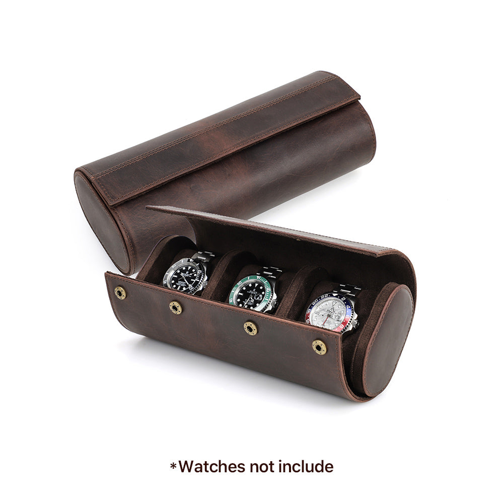 CONTACTS FAMILY Genuine Leather Watch Case Men Watch Roll Box Storage Jewelry Organizer Women Watches for Rolex Watches