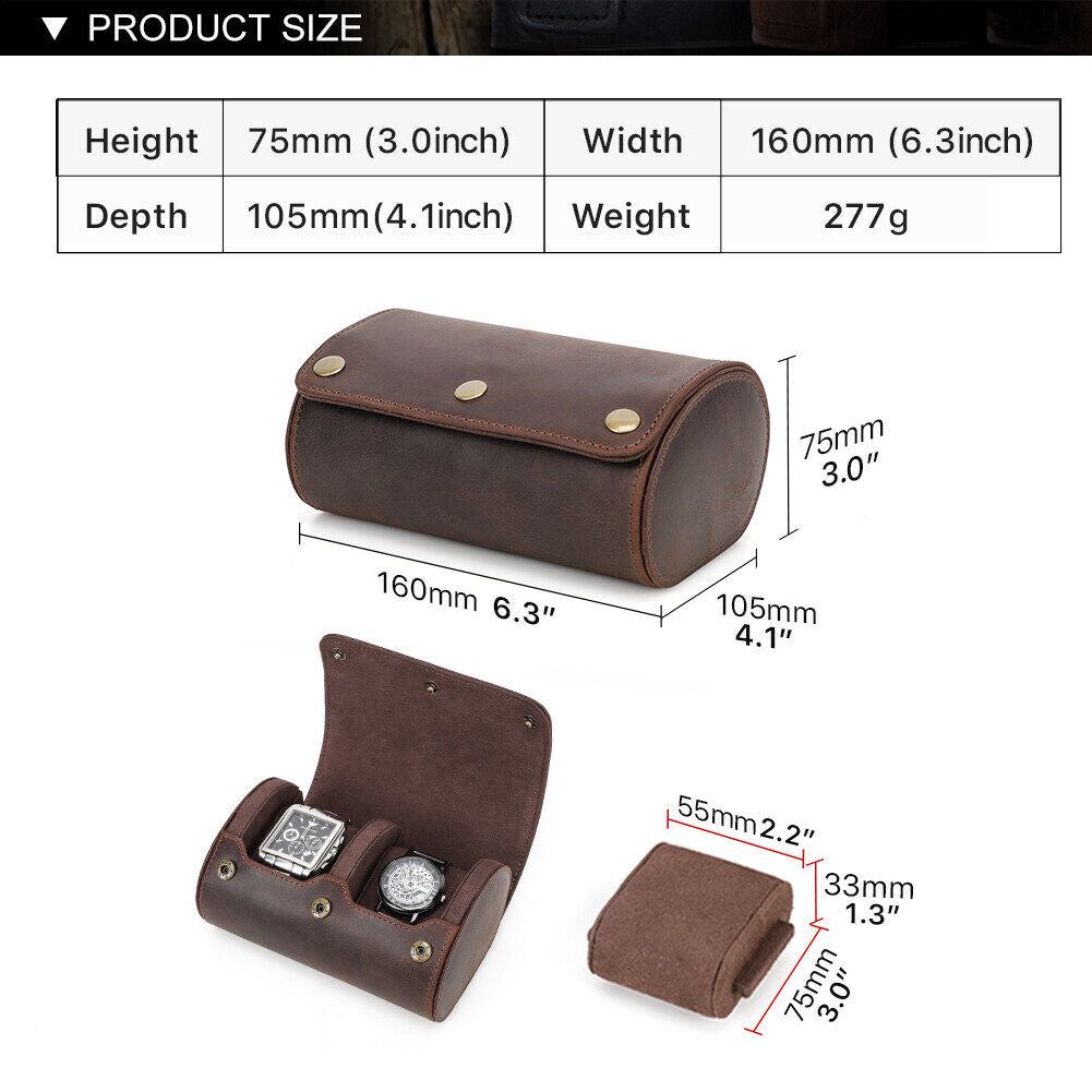 CONTACTS FAMILY Luxury Genuine Leather Watch Case 1/2/3/4 Slots Watch Roll Box For Rolex Case Holder Men Women Watches Display Organizer Gift