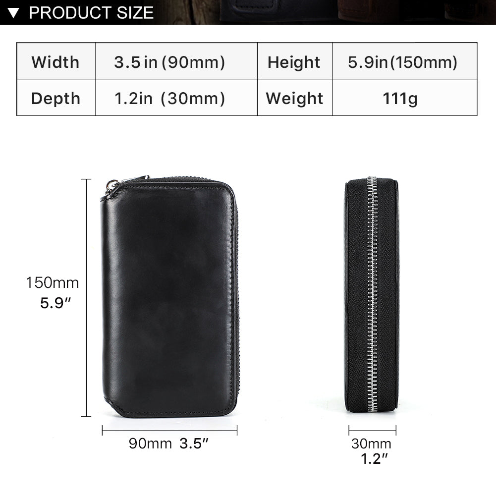 CONTACTS FAMILY Genuine Leather 2 Slot Watch Case Vintage Zipper Watches Box-CF1114