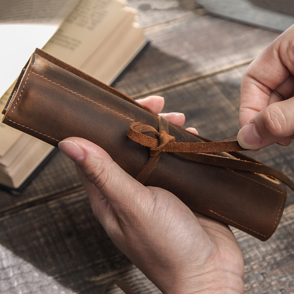 Leather Roll Up Pencil Case