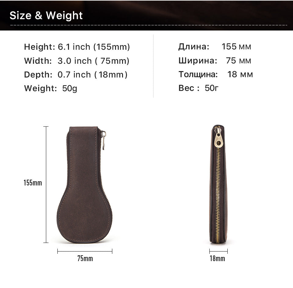 CONTACTS FAMILY Genuine Leather Single Watch Case Violin Shape 1 Slot Watch Pouch-CF1112