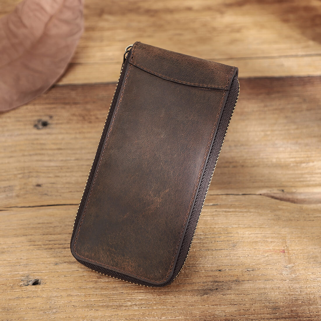 Watch Case Holder Crazy Horse Leather Case 1 Pcs Watch Bag Zipper Travel Storage