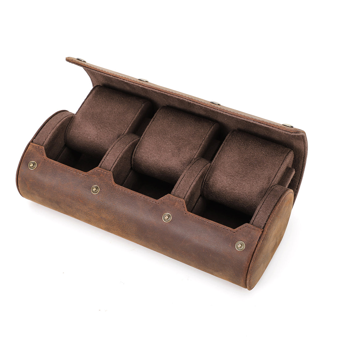 CONTACTS FAMILY Luxury Genuine Leather Watch Case 1/2/3/4 Slots Watch Roll Box For Rolex Case Holder Men Women Watches Display Organizer Gift