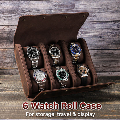 CONTACTS FAMILY Geniune Leather 6/8 Slot Watch Case for Rolex Watch Box Display Storage Watch Organizer Men Watches Women Watch Bags