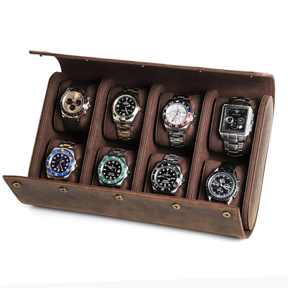 CONTACTS FAMILY Geniune Leather 6/8 Slot Watch Case for Rolex Watch Box Display Storage Watch Organizer Men Watches Women Watch Bags