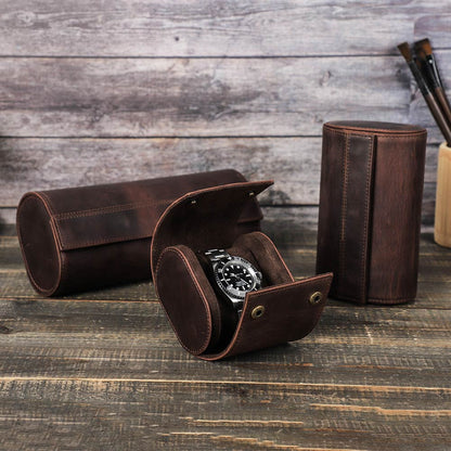 CONTACTS FAMILY Genuine Leather Watch Case Men Watch Roll Box Storage Jewelry Organizer Women Watches for Rolex Watches