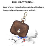 Cowhide Leather Case for AirPods Portable Travel Case for Airpods Pro Charging Case(coffee)
