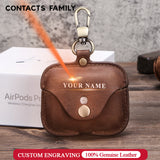 Genuine Leather Case For Apple Airpods Pro with Custom Name Engraving