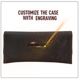 Genuine Leather Sunglasses Case Leather Case Holder Custom Name CONTACT FAMILY