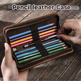 Genuine Leather Storage Pen Bag Ballpoint Pen Case Storage Bags for School,Office,Traveling