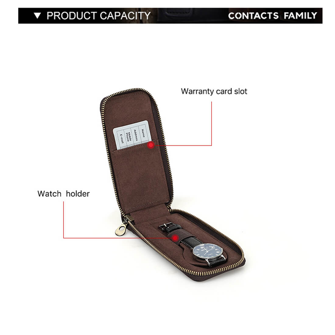 Watch Case Holder Crazy Horse Leather Case 1 Pcs Watch Bag Zipper Travel Storage
