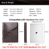 Leather iPad pouch for 13.3 " Zipper Business Document iPad Holder Storage for 12.9" iPad Notepad iPhone CONTACTS FAMILY
