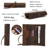 Practical Roll Pencil Leather Bag for Office School