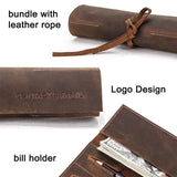 Practical Roll Pencil Leather Bag for Office School