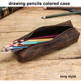 Pratical Leather Zipper Pen Case Sunglasses Bags CONTACTS FAMILY