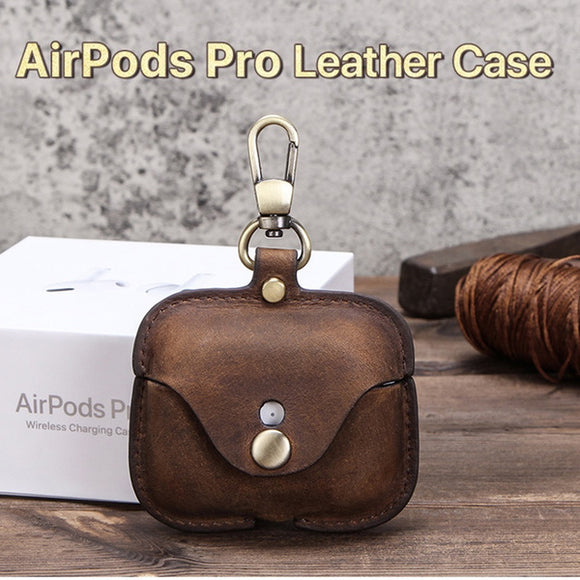 Natural Leather Case For Apple Airpods Pro Earphone Cover Holder with Custom Name Engraving