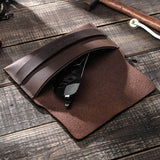 Genuine Leather Sunglasses Case Leather Case Holder Custom Name CONTACT FAMILY