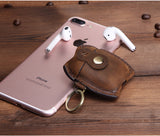 Leather Case Airpods 1&2 with keychain Custom Engraving
