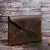 Engrave Name Genuine Leather Laptop Holder for 13.3inch MacBook Protective Envelope Clutch