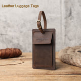 Luggage Tags Genuine Leather Suitcase Tags Quality Name Bag Card Holder Boarding Designer Travel Accessories