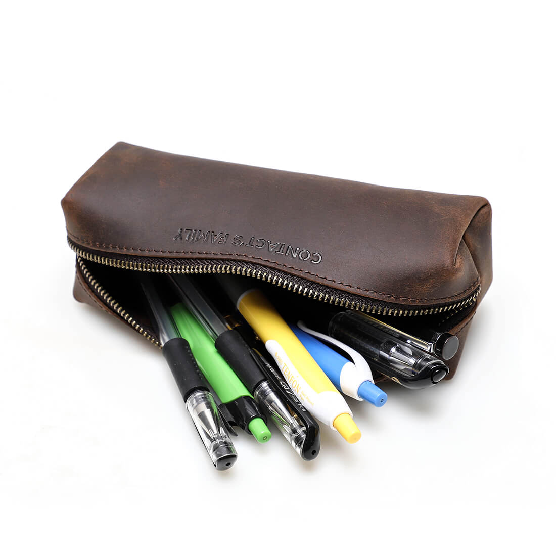 Large Leather Pencil Case Pen Bag – LeatherNeo