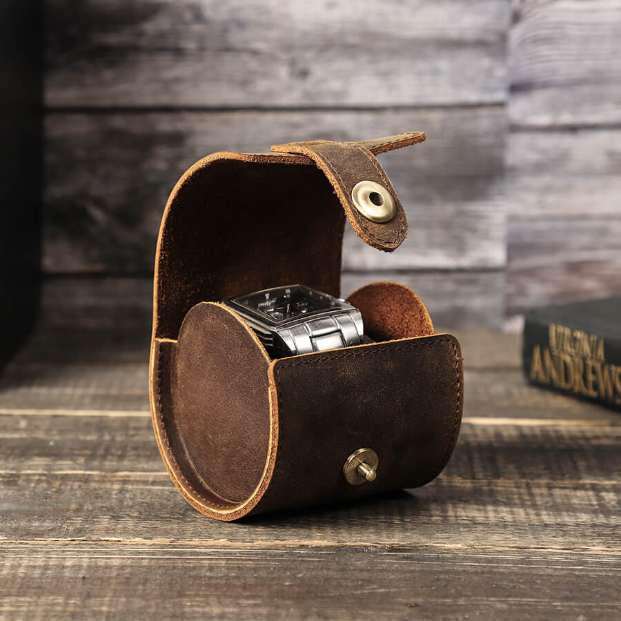 Single Watch Roll Case Genuine Leather Watch Box 1 PCS Watch Slot Cover New Retro Storage for Gift